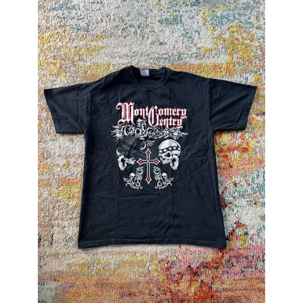 Vintage Y2K  Montgomery Gentry Band T-Shirt Medium Black Graphic Country Rock